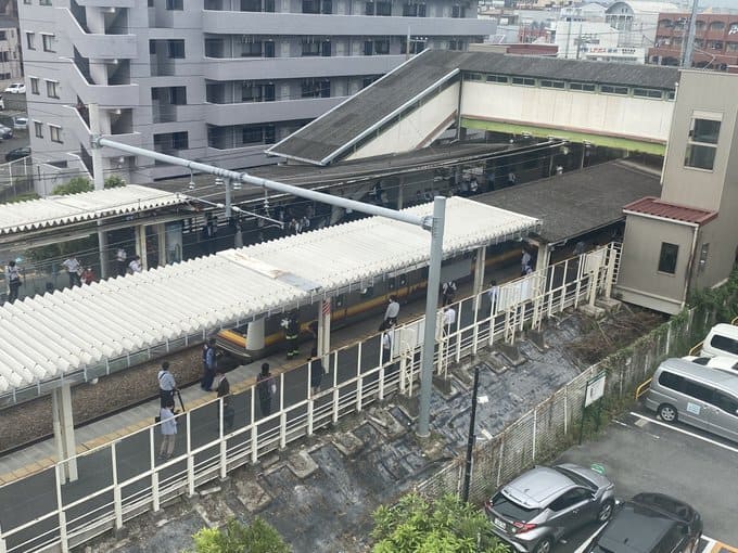 久地駅人身事故ブルーシート
